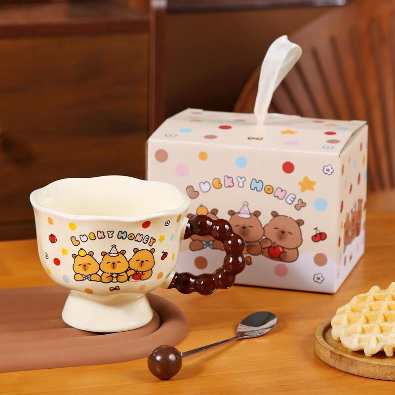 Capybara Ceramic Mug with Spoon Gift Set