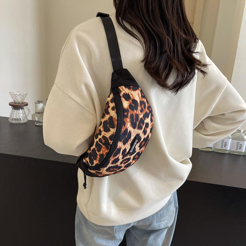 Γυναικεία τσάντα στήθους με στάμπα Leopard Τσάντα ώμου πολλαπλών λειτουργιών Τσάντα χιαστί