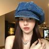 Classic Denim Newsboy Cap With Breathable Cotton For Casual And Office Wear