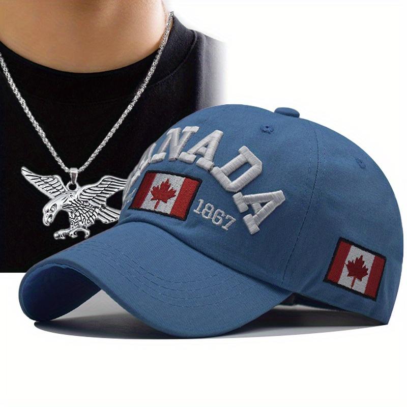 

Комплект из 2 мужских бейсболок, ожерелий, вышитых хлопковых пеплумов, кепок с язычком от солнца, сетчатых козырьков, крестообразной цепочки, ожерелья, солнцезащитных кепок синий