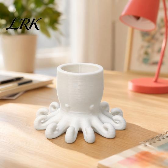 Octopus Pen Cup 3D Printed Holder, Shape Pencil Cup, Cute Stable Container Ocean Animal Desktop Organizer for Home Office Accessory Style Decor