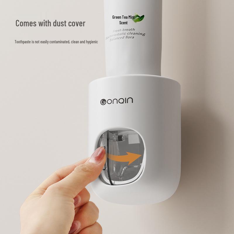 Distributeur et Presse-Dentifrice Automatique Mural avec Couvercle Anti-Poussière