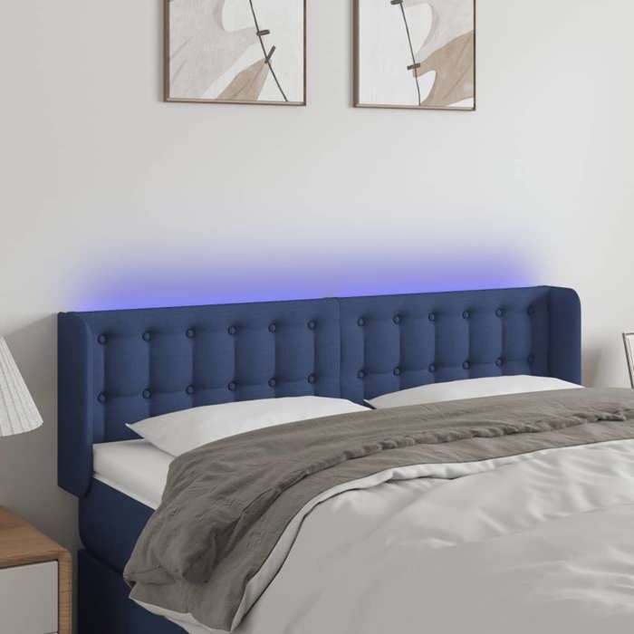 VidaXL Tête de Lit à LED Meuble de Chambre à Coucher Accessoire de Lit Double Tête de Cadre de Lit Intérieur Bleu 3123674