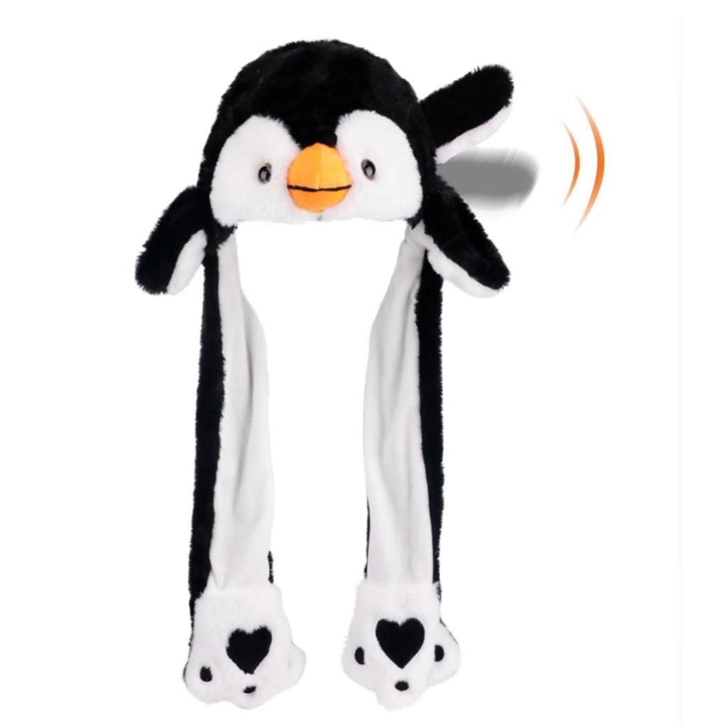 Animal Hat with Ears Moving Jumping Pop Up Beating Hat Plush Holiday Cosplay Dress Up Funny Gift for Kids