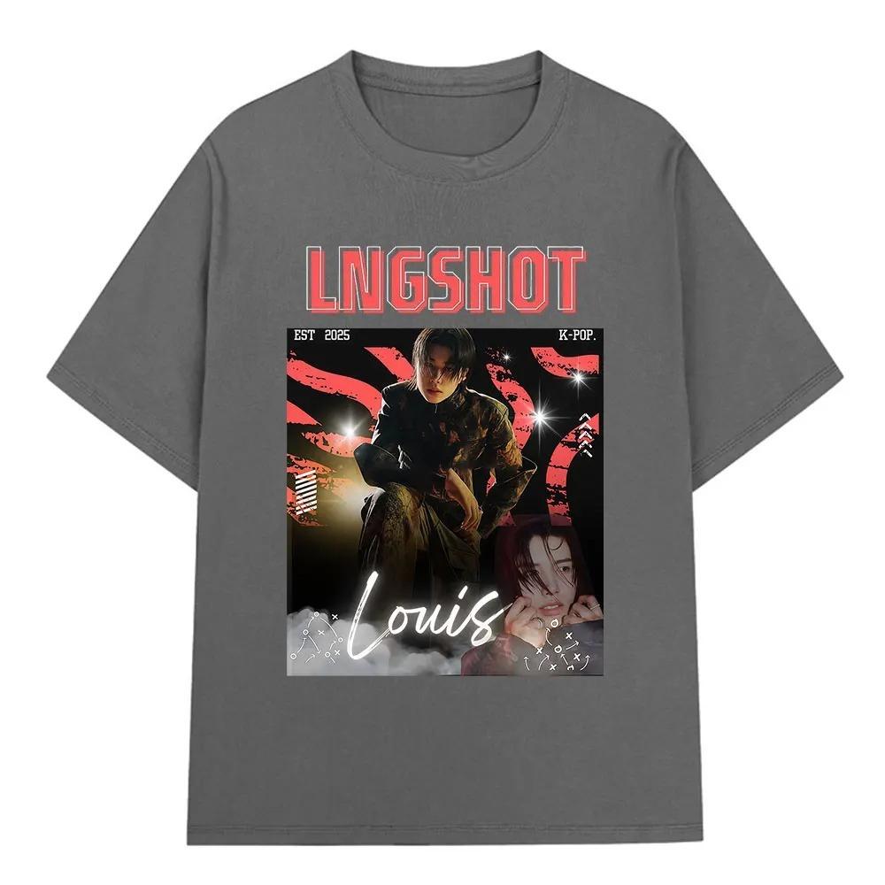 2026 Korean Kpop Hip Hop Group Lngshot LOUIS Graphic T Shirt Men Women Clothing Fashion Oversized Short Sleeve Cotton Casual T-shirts