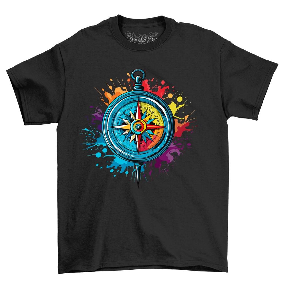 Compass Dripping Paint Effect - Find Your True North In Style! Funny T-shirt, Un