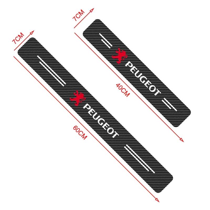 For Peugeot Car Door Plate Carbon Fiber Threshold Protector Sticker Decals for Peugeot 206 307 308 3008 207 208 407 508 2008 Car