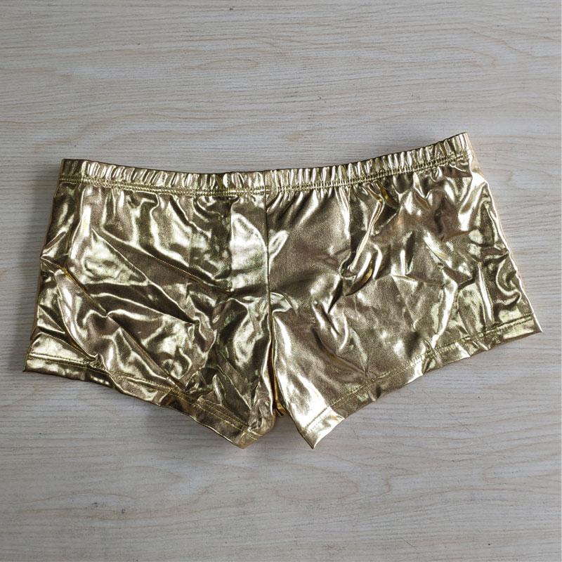 Sexy Herren Kunstleder Penisring Boxer U Konvexe Tasche Glänzende Boxershorts Pu Sexy Unterwäsche Hüllende Männliche Bühne Gay Wear Übergröße F10