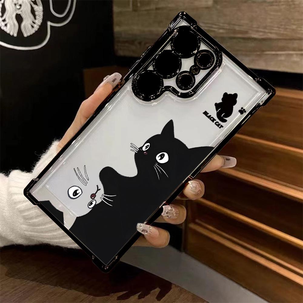 Cute Black Cat Pattern Phone Case Suitable for Galaxy S25 Ultra For Xiaomi 14 Pro For Redmi Note 13 For POCO X6 PRO Anti Drop