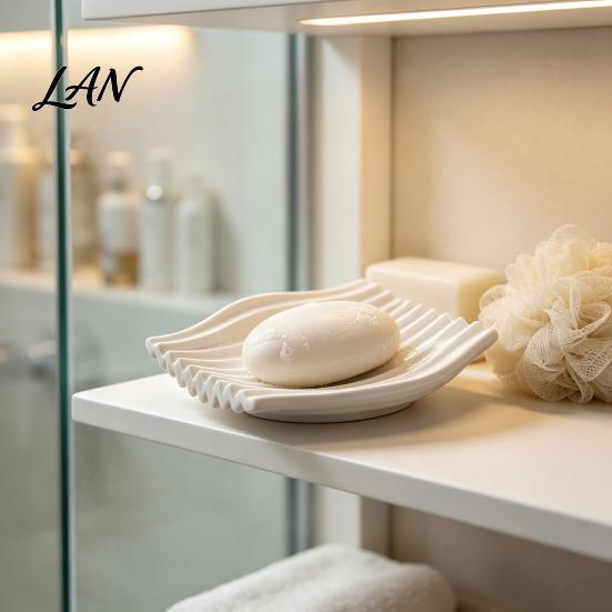 Modern Soap Dish 3D Printed Dish, Minimalist Wave Design Bathroom Holder, Drainage Tray Shower for Bathroom, Kitchen Sink, Vanity Countertop