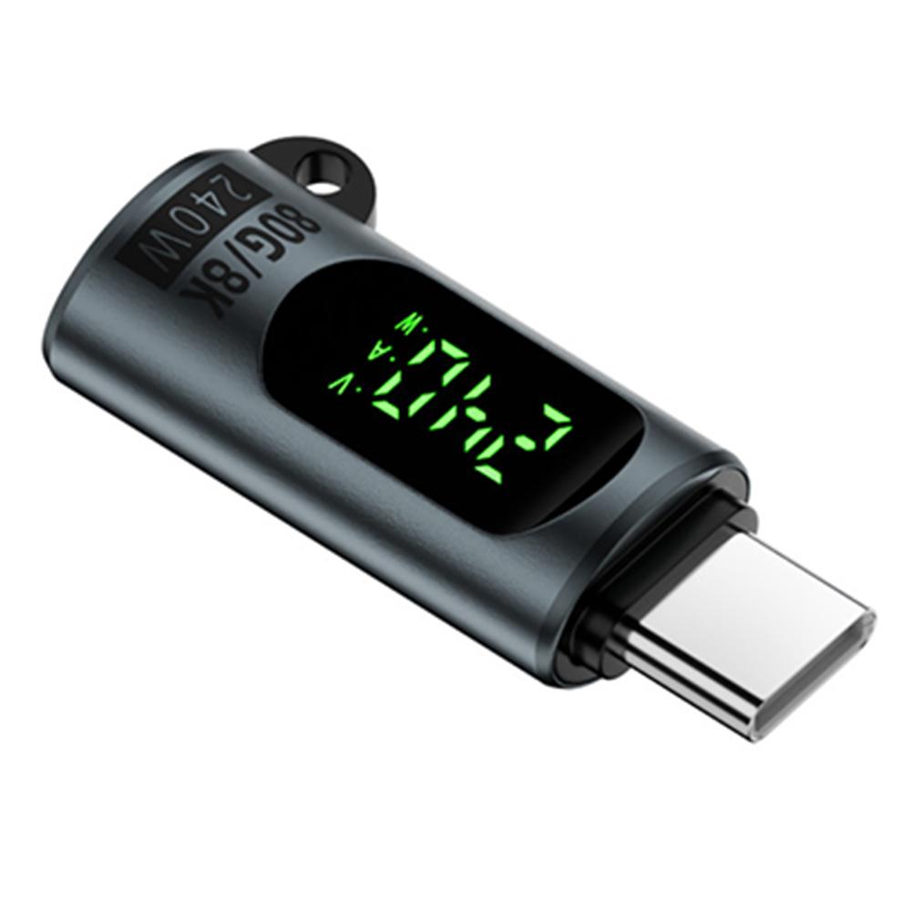 

Цифровий дисплей Адаптер Type-C 8K 60 Гц Тестер потужності 80 Гбіт/с PD 240 Вт Адаптер Type C до C Розумний адаптер Type-C для iPhone 16 сірий