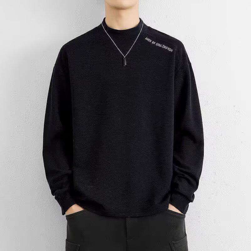 Men s American Style Long Sleeve Warm Pullover Sweatshirt – Autumn/Winter Korean Casual Loose Fit Top Medium