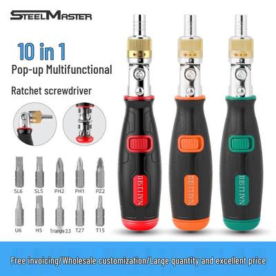 10-in-1 Multi-Angle Ratchet Screwdriver Set with Magnetic Tip