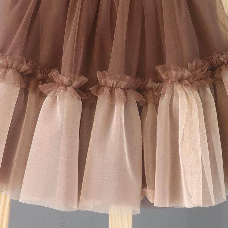 Girls' Autumn Mesh Half Skirt with Contrasting Color Splicing Super Fairy Half Skirt