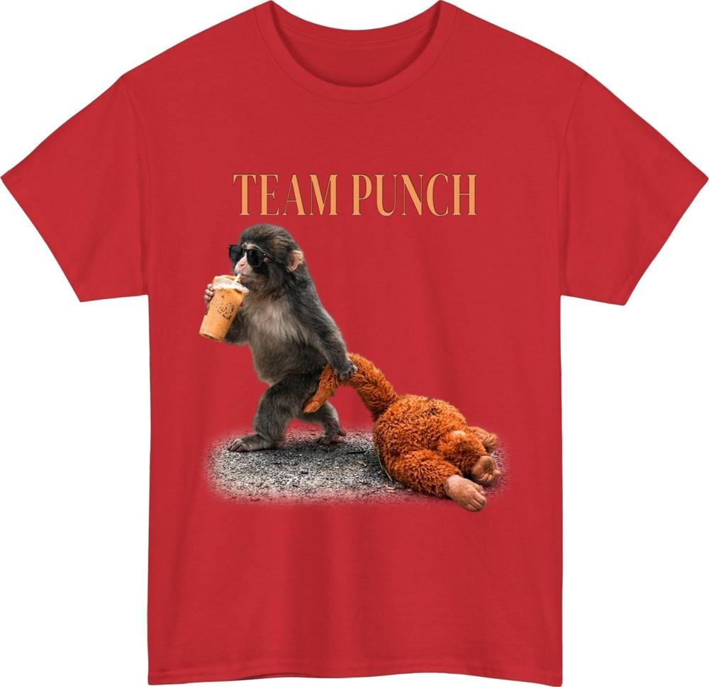 Team Punch Funny Monkey Unisex T Shirt Animal Cartoon Playful Meme Outfit Gift S