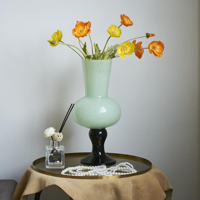 Glass Vase Vintage Glass Bottle Flower Vase Color Geometric Stitching Hydroponics Terrarium Home Decoration Accessories