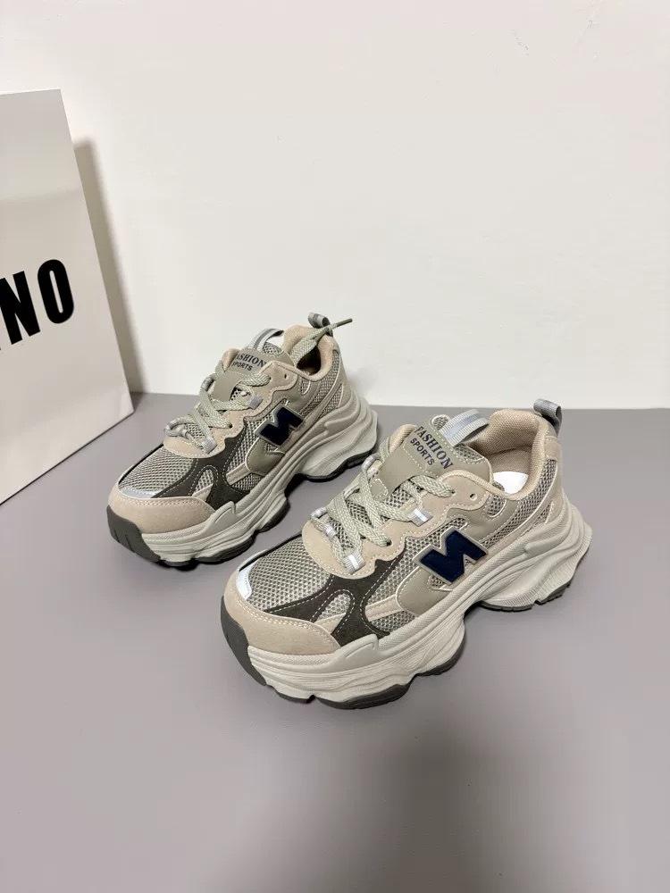 

2025 spring and autumn new ins wind n word dad shoes women s thick sole heightening mesh casual sports shoes student versatile tide 40 абрикосовый