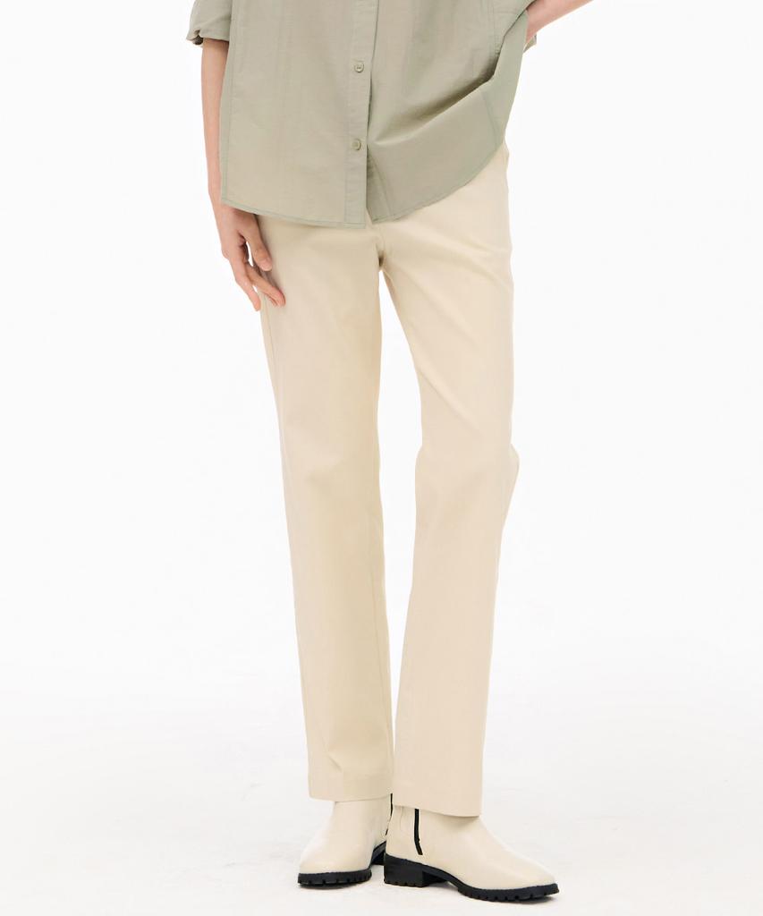 CHASECULT Women'S Slim Straight Elastic Waist Slacks - Beige