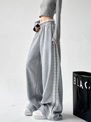 Women’s Wide Leg Lounge Pants High Waisted Loose Sweatpants Crossover Waist Comfy Yoga Bottoms