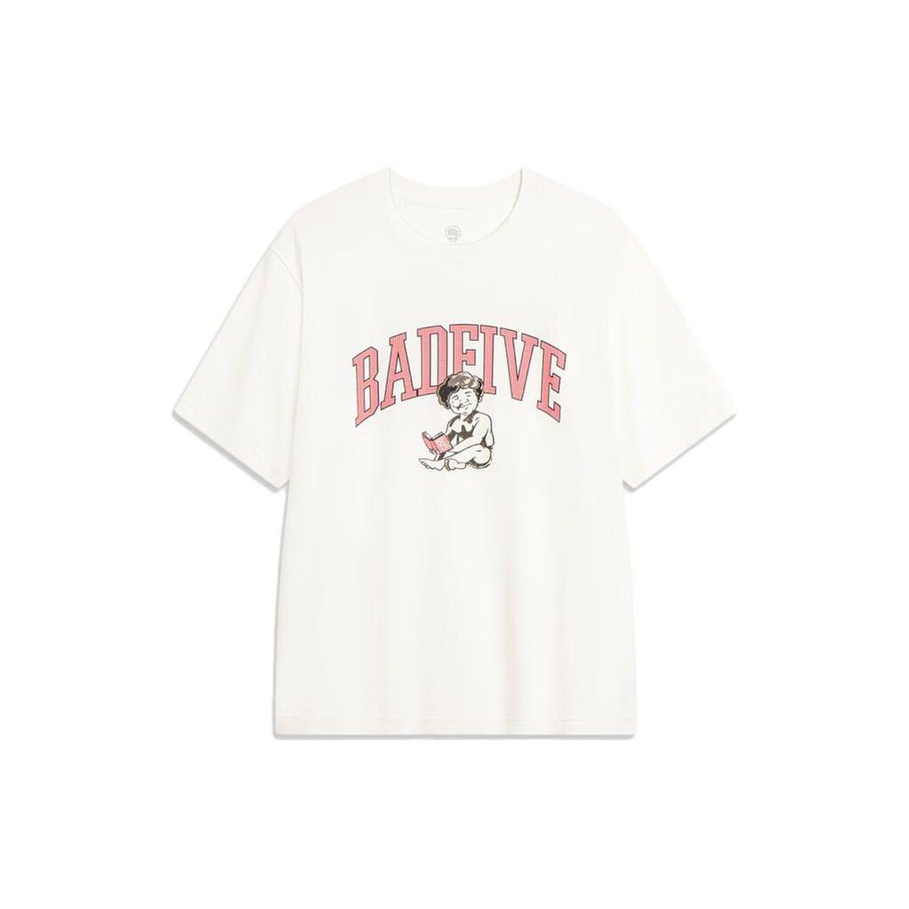 Li Ning Anti-Five Series Letter Character Print Round Neck Sports Short Sleeve T-Shirt Men Tops Off-White AHST513-1