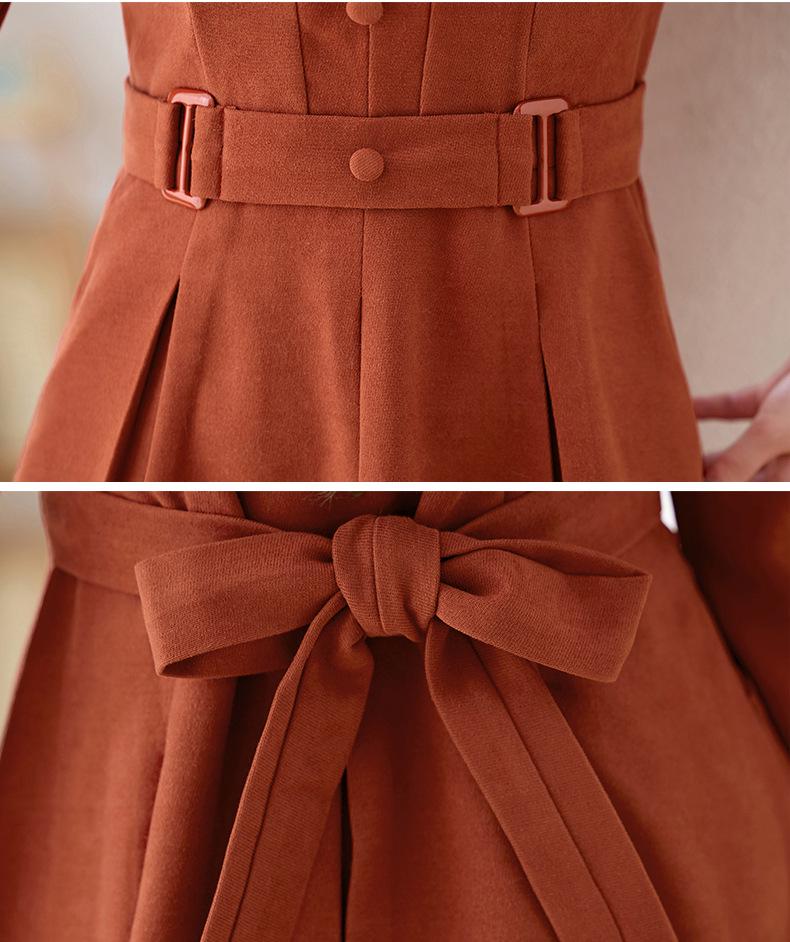 2024 Autumn Women's Korean Slim Fit A-line Dress with Tie - SW1857