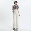 Women's Off-White High-Waisted Wide-Leg Jeans - Spring/Autumn Slimming Floor-Length Trousers