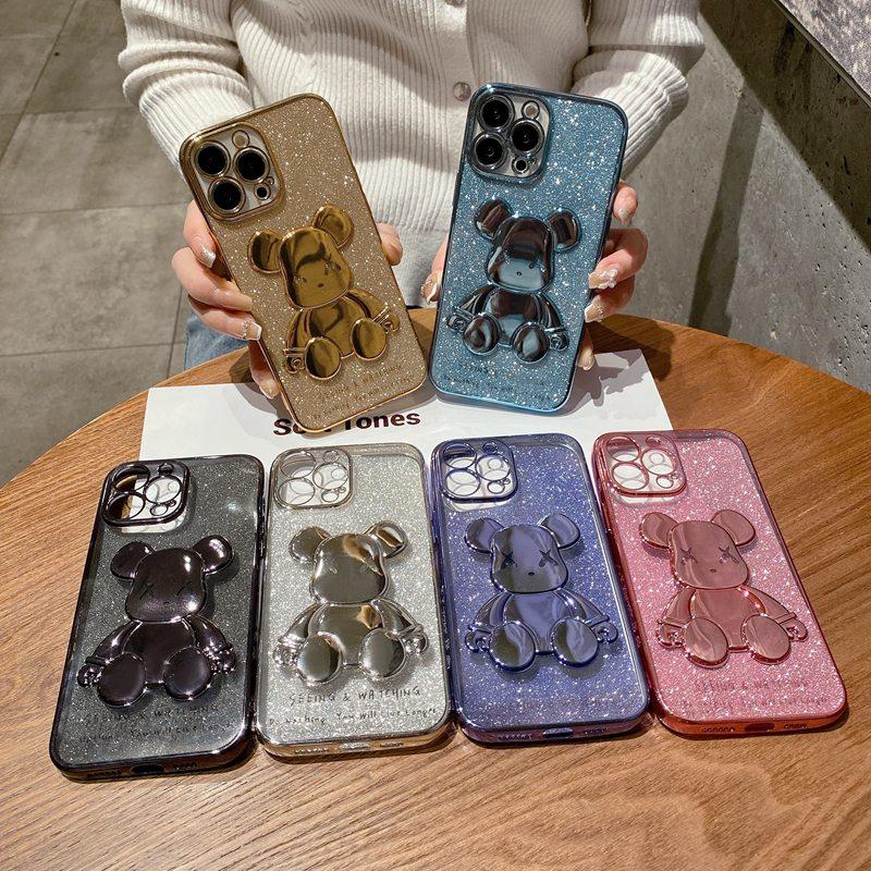 Блестящий чехол для телефона с 3D мультяшным медведем для iPhone 14 ...