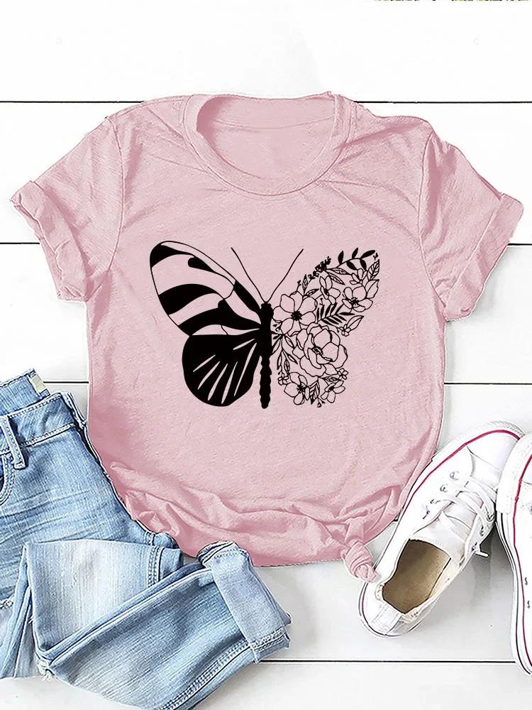 Beautiful Butterfly Print Women T Shirt Short Sleeve O Neck Loose Women Tshirt Ladies Tee Shirt Tops Camisetas Mujer