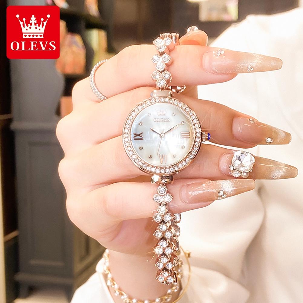 OLEVS 9903 Relojes para Mujer Original Moda Elegante Reloj de Pulsera de Cuarzo Impermeable Luminoso Pulsera Correa de Reloj Bisel de Diamante Reloj