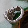 S990 Silver, Thai Silver Jewelry, Twelve Animals, Teddy Dog, Mosaic, Artificial Red Zircon, Lady's Opening Ring.