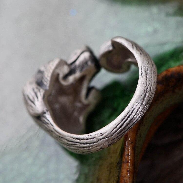 S990 Silver, Thai Silver Jewelry, Twelve Animals, Teddy Dog, Mosaic, Artificial Red Zircon, Lady's Opening Ring.