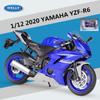 WELLY 1/12 Yamaha YZF-R6 Alloy Motorcycle Model Diecast Toy Cars Toys Racing Car Models for Childrens Vehicles Collection Gifts