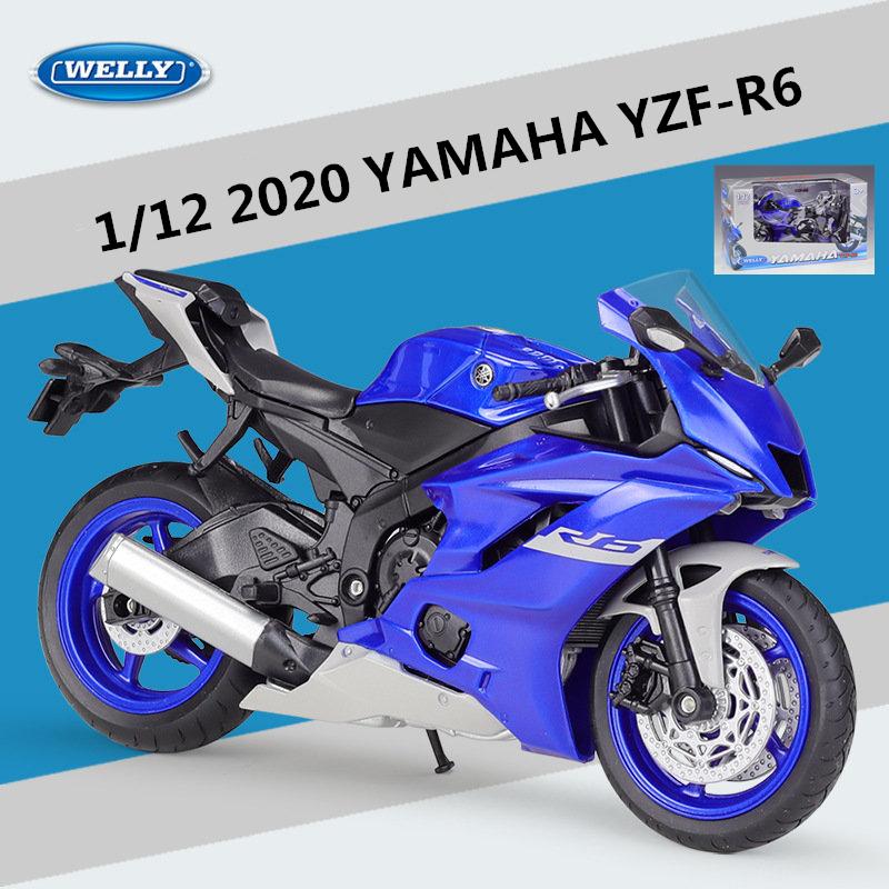 WELLY 1/12 Yamaha YZF-R6 Alloy Motorcycle Model Diecast Toy Cars Toys Racing Car Models for Childrens Vehicles Collection Gifts