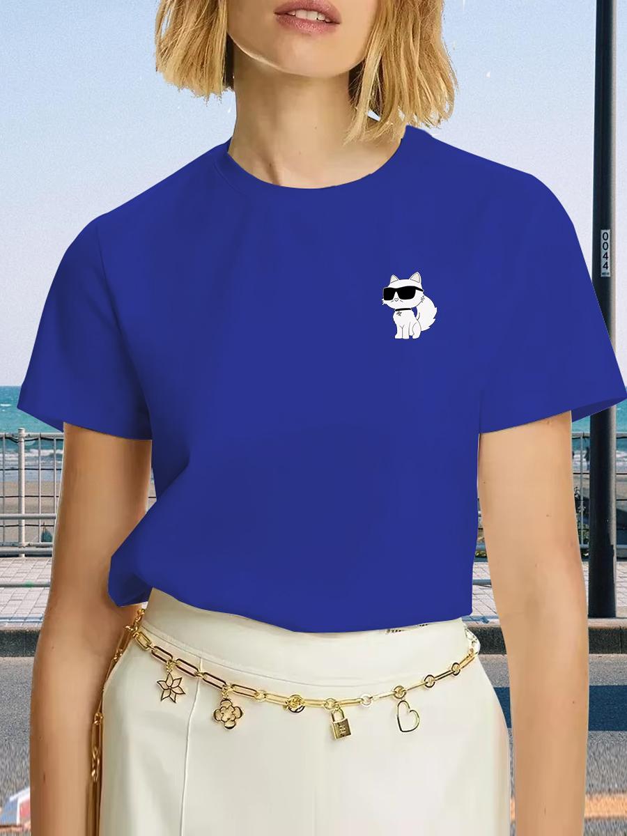 

Fashon Male and Female Couples Neutral Cartoon Cat Fashion Crew Neck Cotton Short T-shirt Printed Trend Summer Top Short Sleeve 4XL