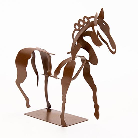 Abstract Horse Sculpture Hollow Horse Statue with Light Metal 3D Animal Figurine Home Office Desktop Decoration Ornament