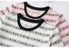 2025 Summer Women's Plus Size Jacquard Stripe Lace T-Shirt - Short Sleeve Fashion Slimming Top