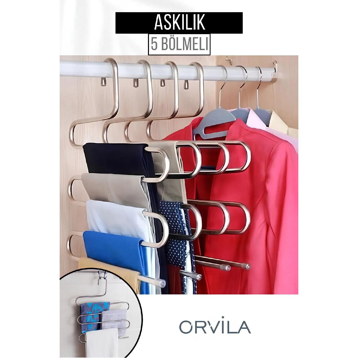 

4 Pieces - 5 Compartments Metal Trouser Hanger - Clothes Scarf Scarf Clothes Hanger Organizer Organizer серый