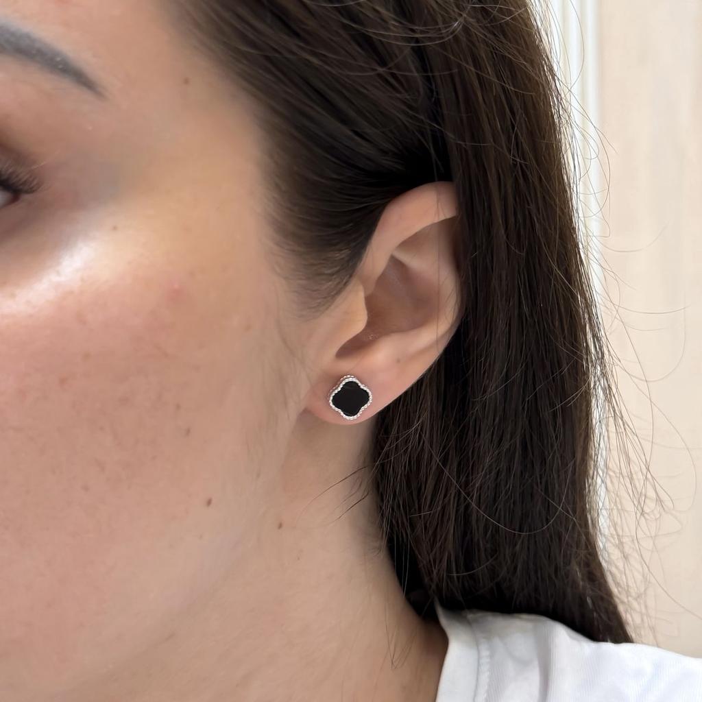 Silver Earrings with Natural Onyx (60002097)