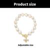 Elegant Imitation Pearls Bracelet for Women Crystal Honeybee Pendant Handchain Adjustable Wristchain Accessory