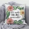 Customizable Throw Pillow Cover Home Decor Sofa Decorative Pillow Cover Spring Daisy Flower Letter Cushion Cover