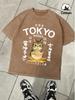 Noodles Cuisine In Tokyo Prints Washed TShirts Mens Oversize Cotton T Shirt Summer ONeck Short Sleeve Tops Basic Male Clothes