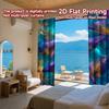 Set Of 2 Flat Printing Curtains Without Rod Galactic Whales Ocean Ramadan Festival Fashion Versatile Polyester Curtain