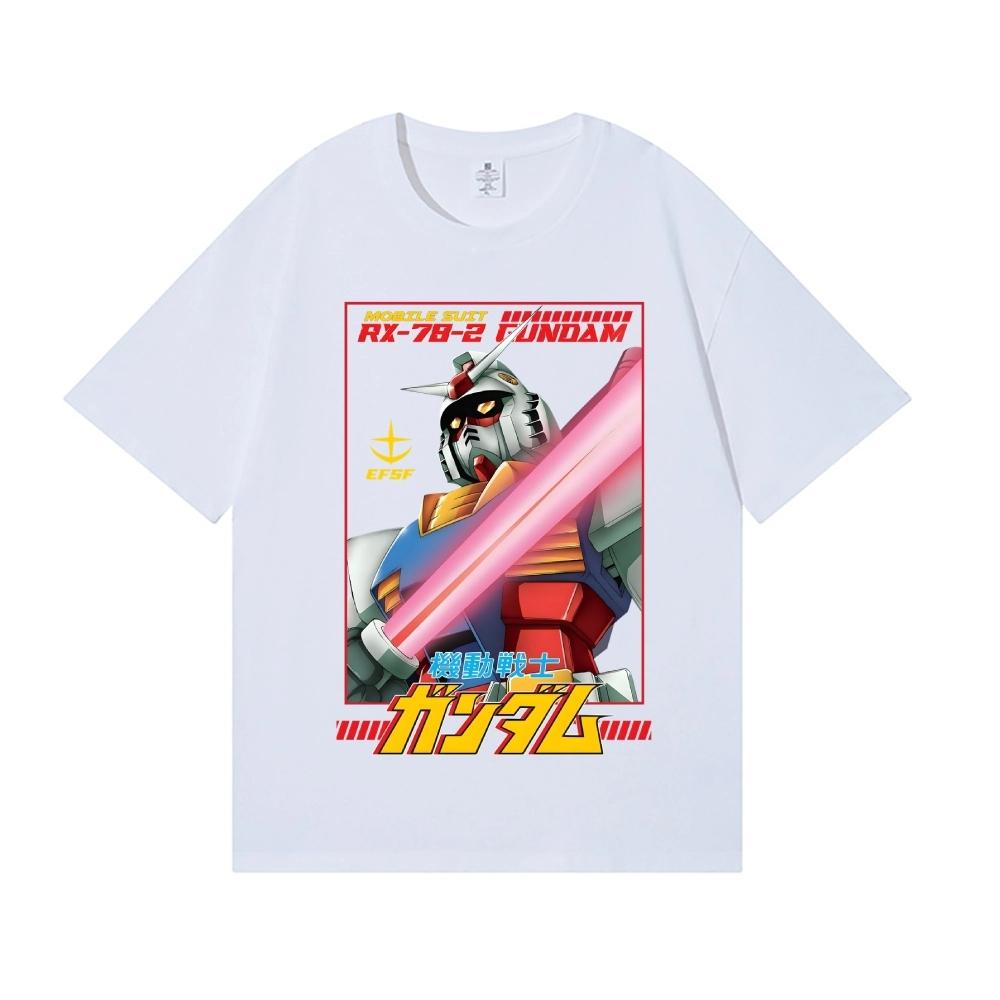 2026 New Gundam Japanese Style Classic Print Tshirt Short Sleeve Tshirt Mens and Womens Tshirt Mens Tops Harajuku