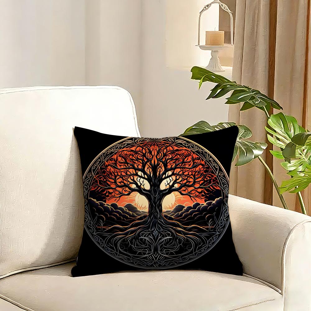 Tree of Life Cushion Cover Plant Floral Cushion Cover Reversible Plush Pillow Cover Soft Fluffy Home Decor for Sofa Bedroom