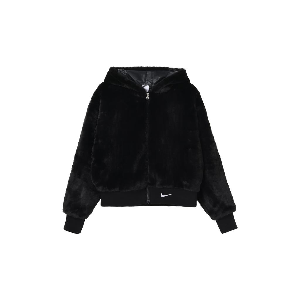 Nike Women'ss Sportswear Essential Faux Fur Jacket Asia Sizing Black DD5117-010