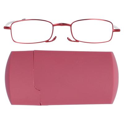 Ältere Faltbare Lesebrille Edelstahl Blaulichtblockierende Alterssichtige Brille(+250 Quadratisch Rot)