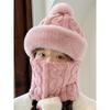 Winter women's outdoor cycling warm scarf mask integrated hat cold protection ear protection thickened plush windproof one-piece