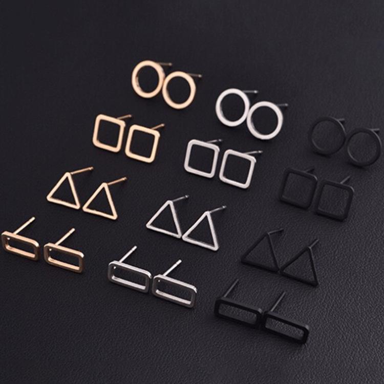 Trendy Geometric Earrings: Square, Circle, Triangle Designs