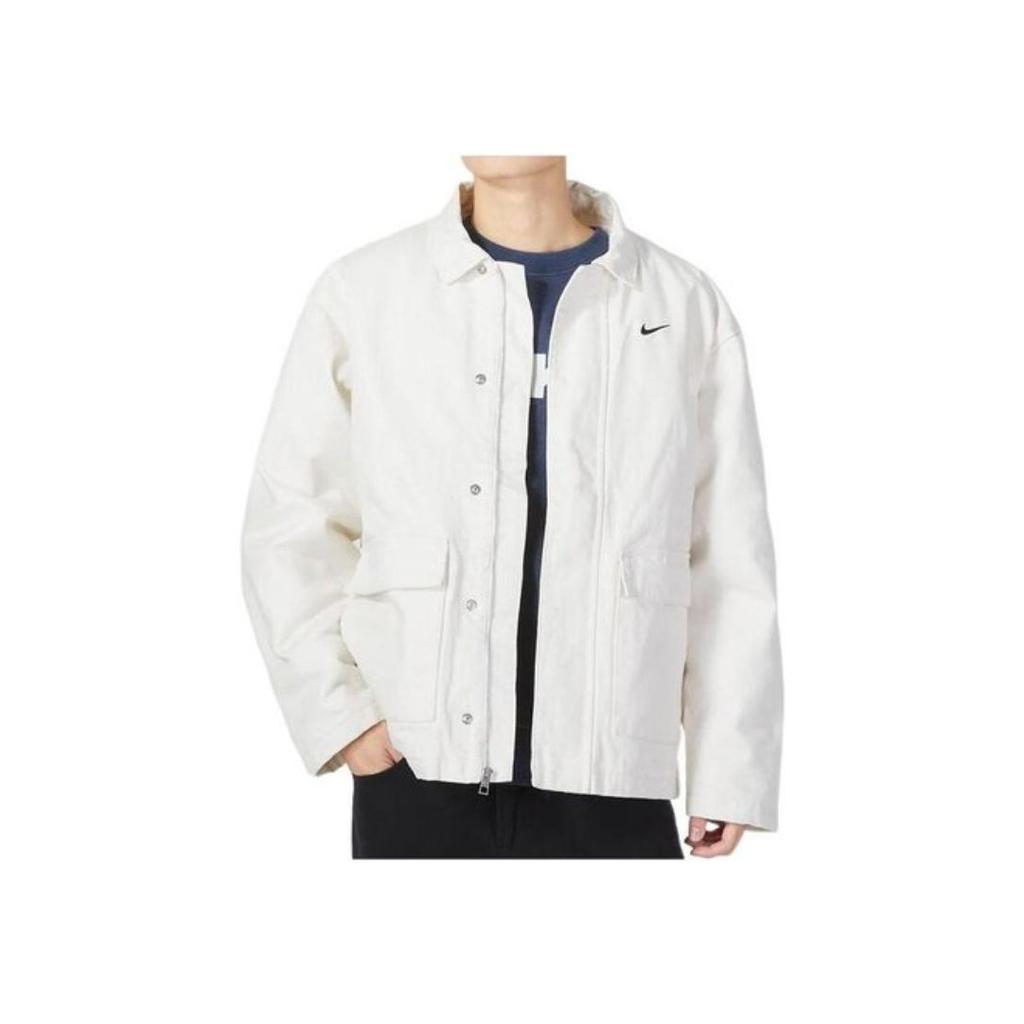 Nike Solid Color Logo Pocket Long Sleeve Jacket Men Outerwear White DQ4939-030