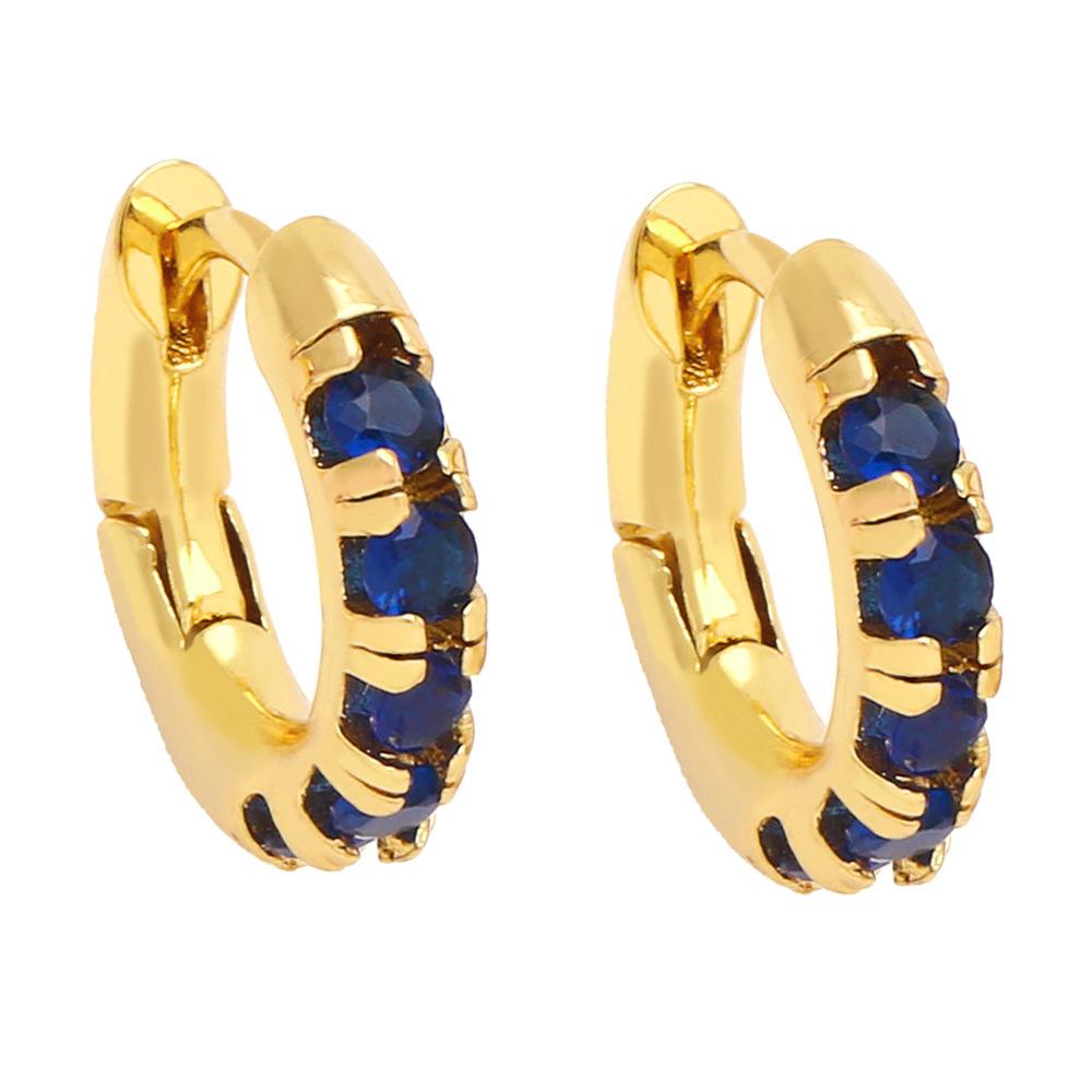 2023 New Diamond Studded Single Row Earrings Earrings Geometric Circle Earrings Simple European And American Light Luxury Color Zircon Earrings